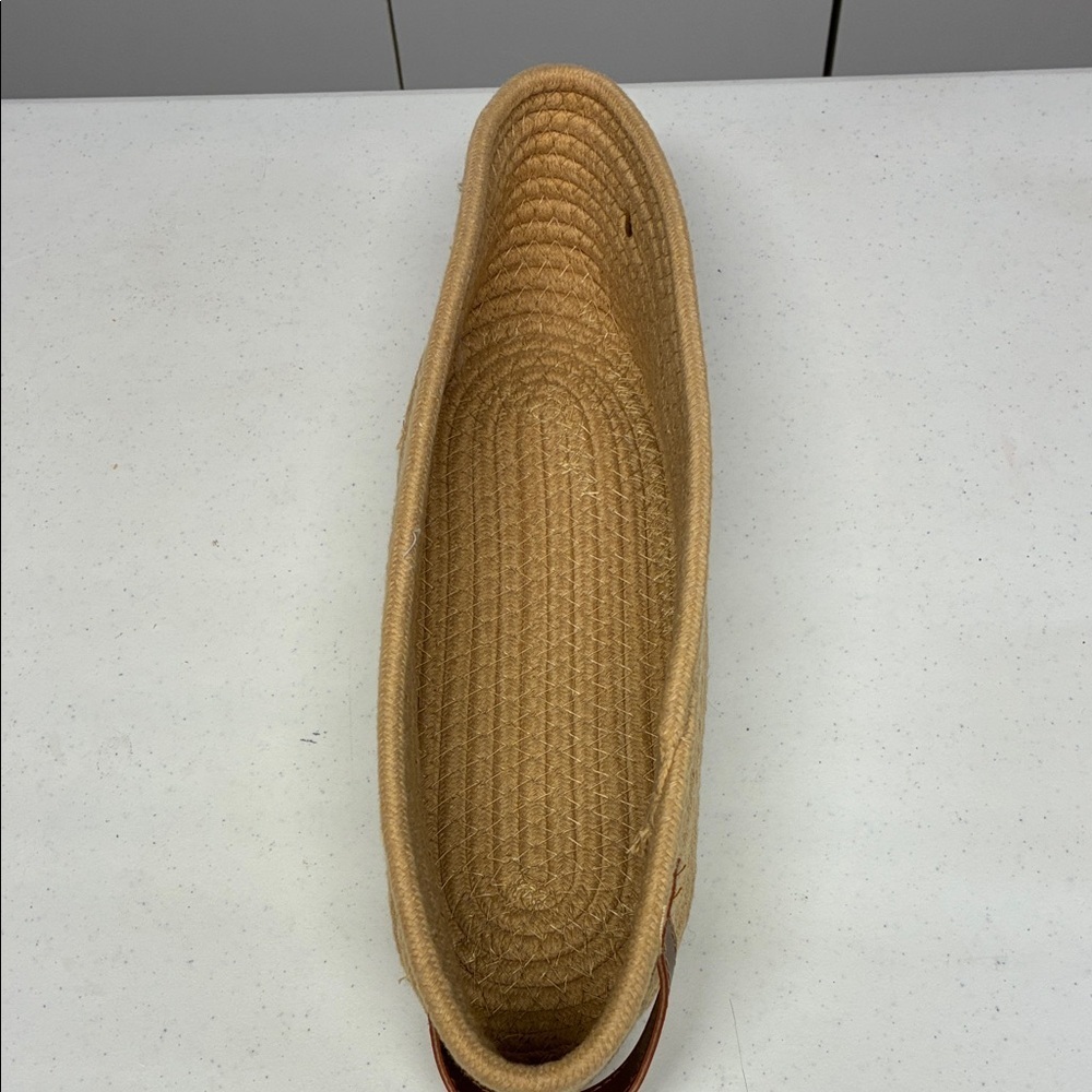 Handwoven Rope Storage Basket Tan Oval Organizer with Brown Handles - Picture 5 of 8